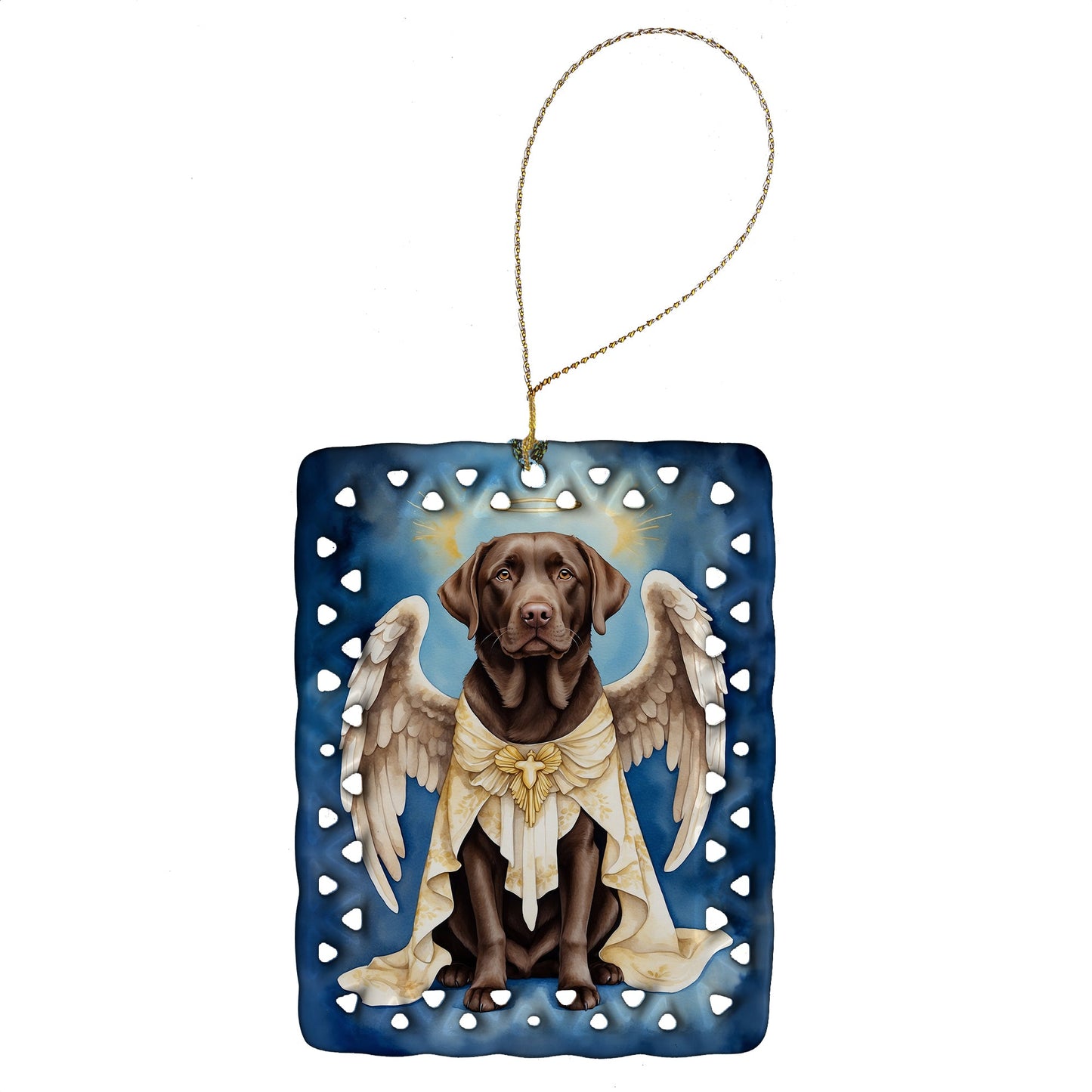 Chocolate Labrador Retriever My Angel Porcelain Ornament