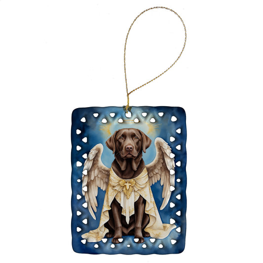 Chocolate Labrador Retriever My Angel Porcelain Ornament
