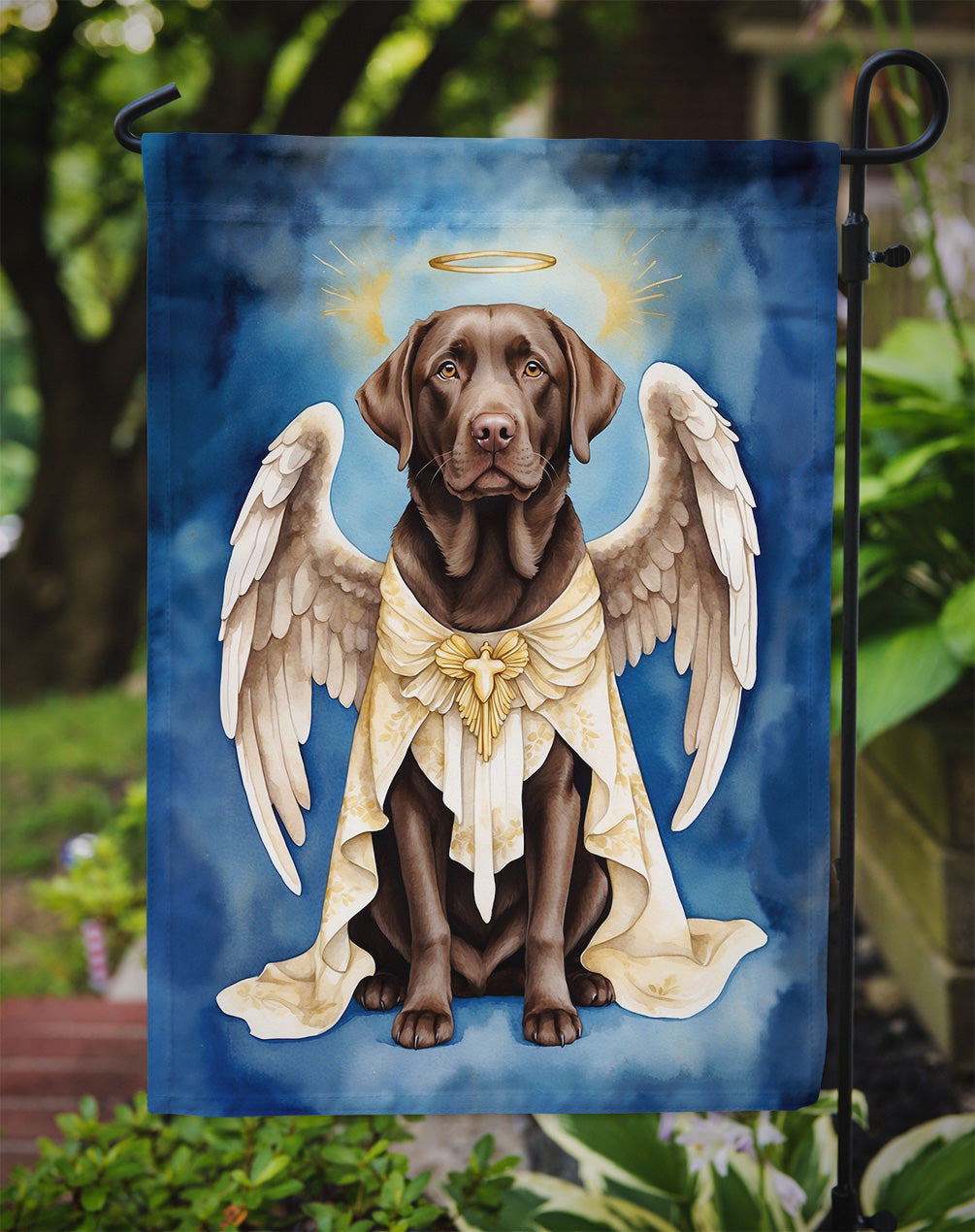 Chocolate Labrador Retriever My Angel Garden Flag – Memorial or Christmas Dog Angel Decor