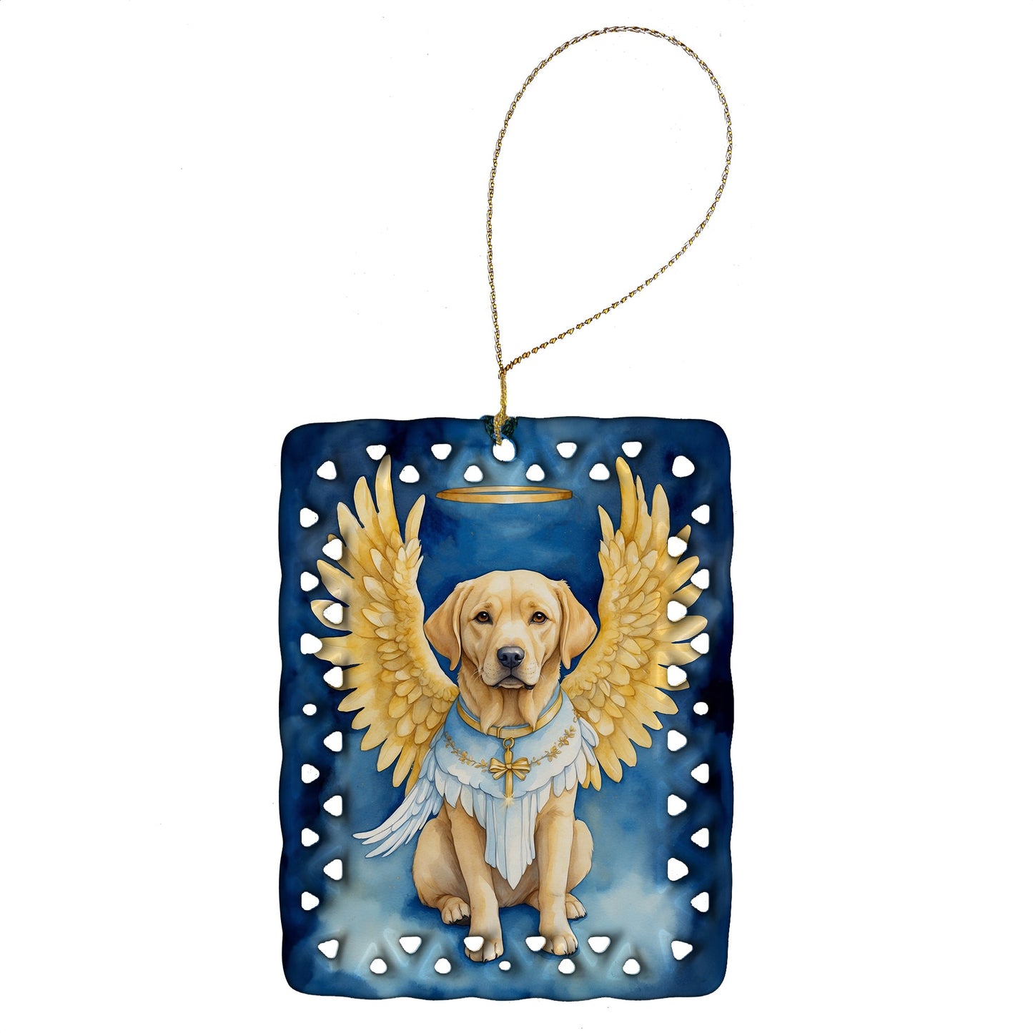 Yellow Chocolate Labrador Retriever My Angel Porcelain Ornament