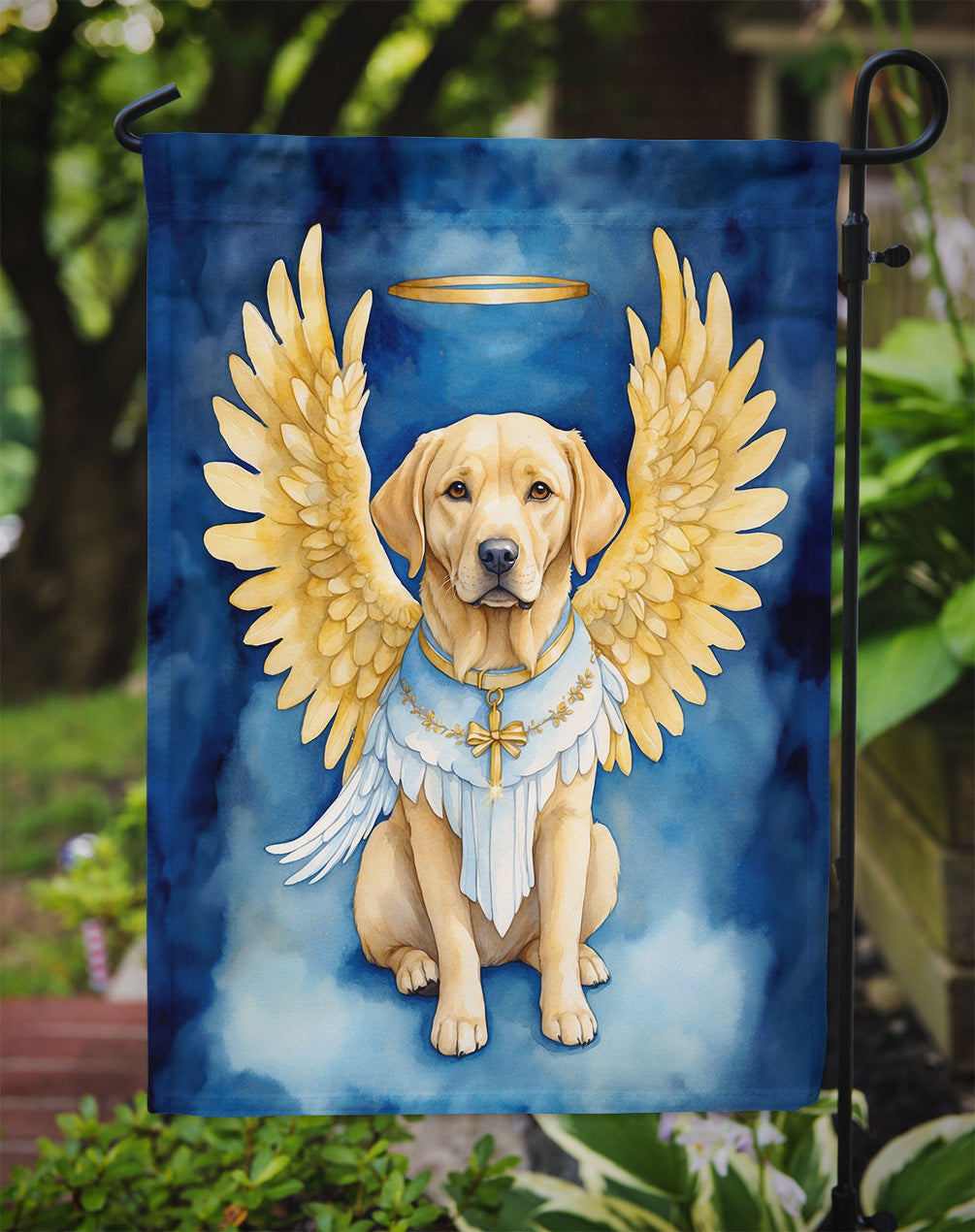 Yellow Chocolate Labrador Retriever My Angel Garden Flag – Memorial or Christmas Dog Angel Decor