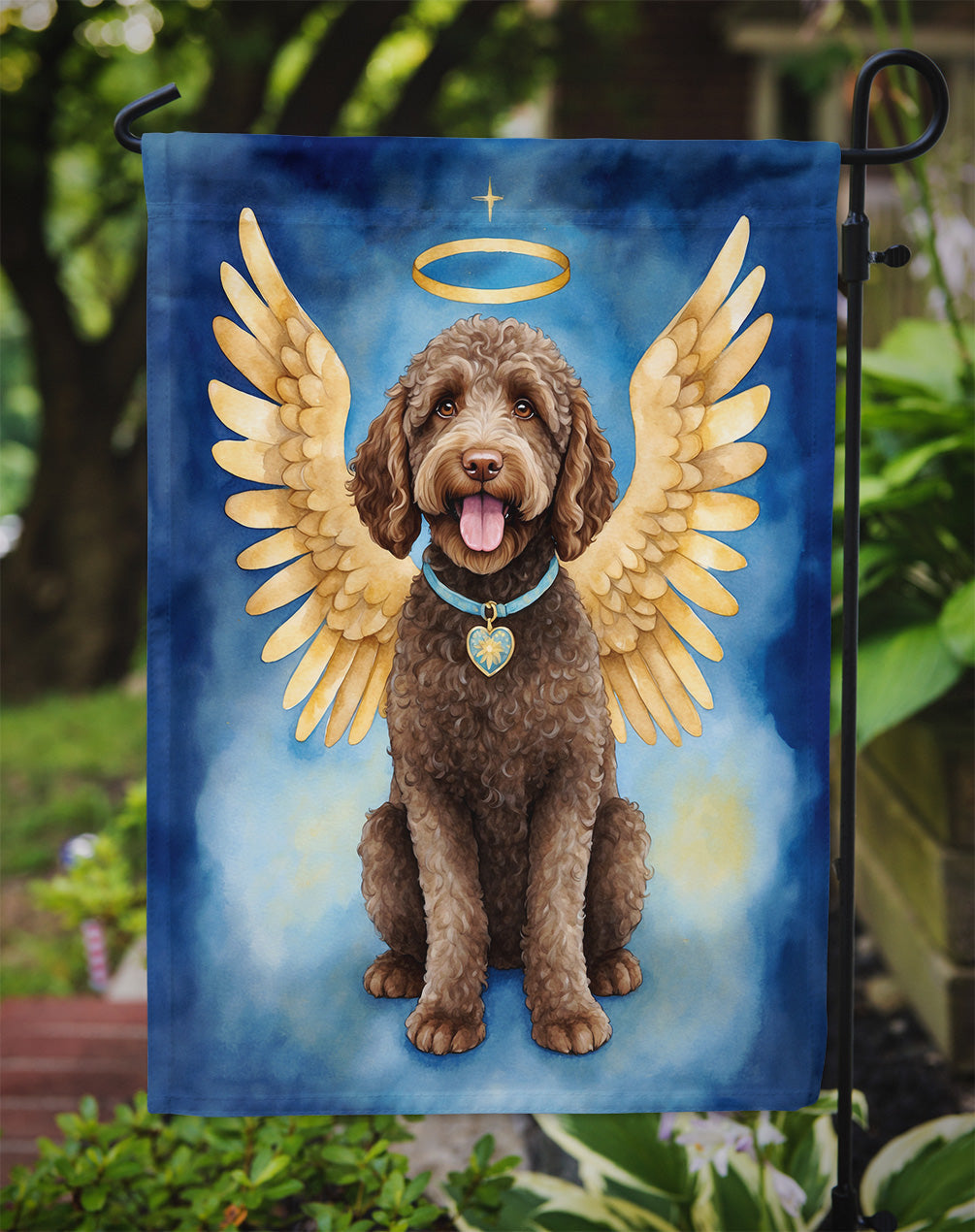 Labradoodle My Angel Garden Flag – Memorial or Christmas Dog Angel Decor