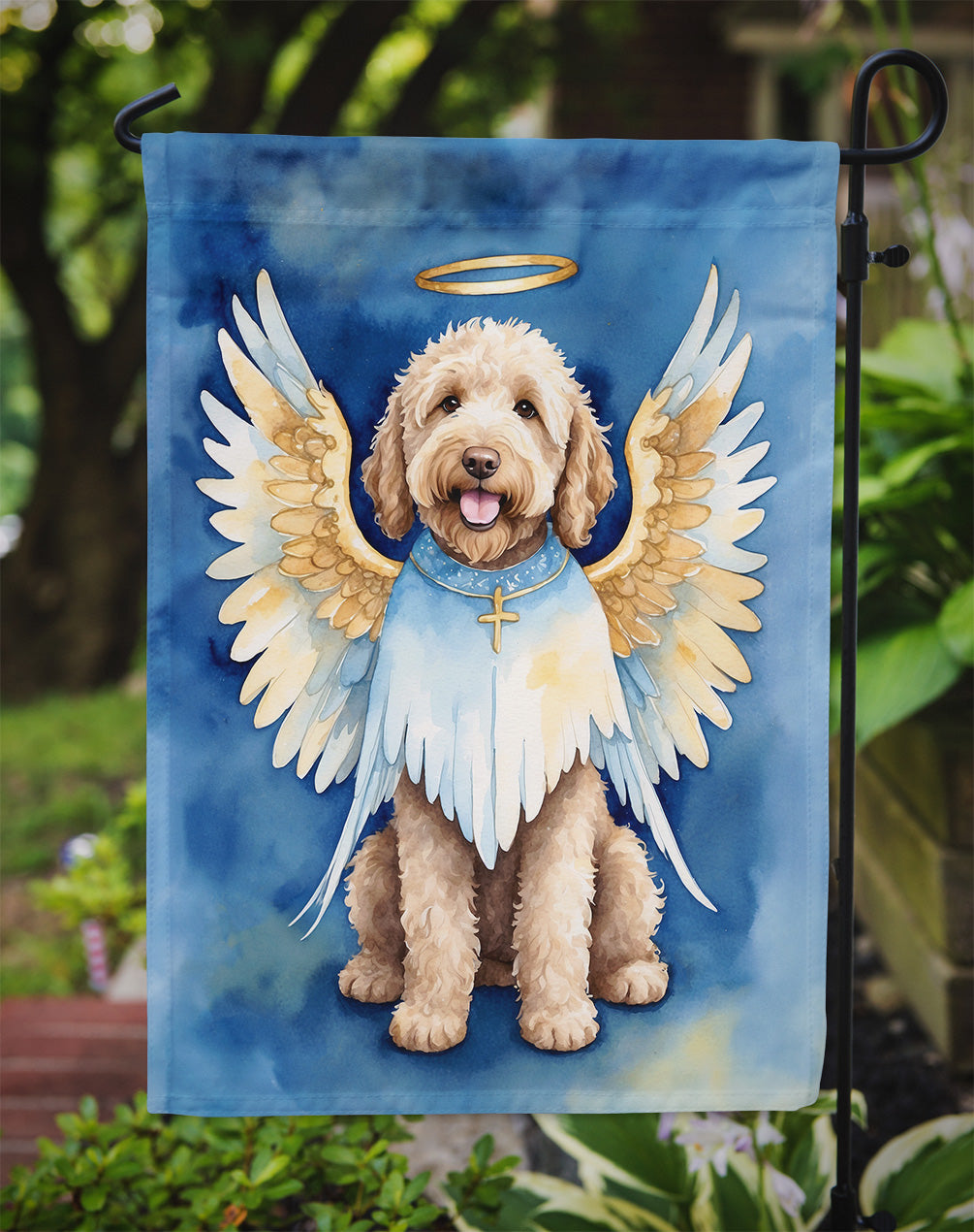 Labradoodle My Angel Garden Flag – Memorial or Christmas Dog Angel Decor