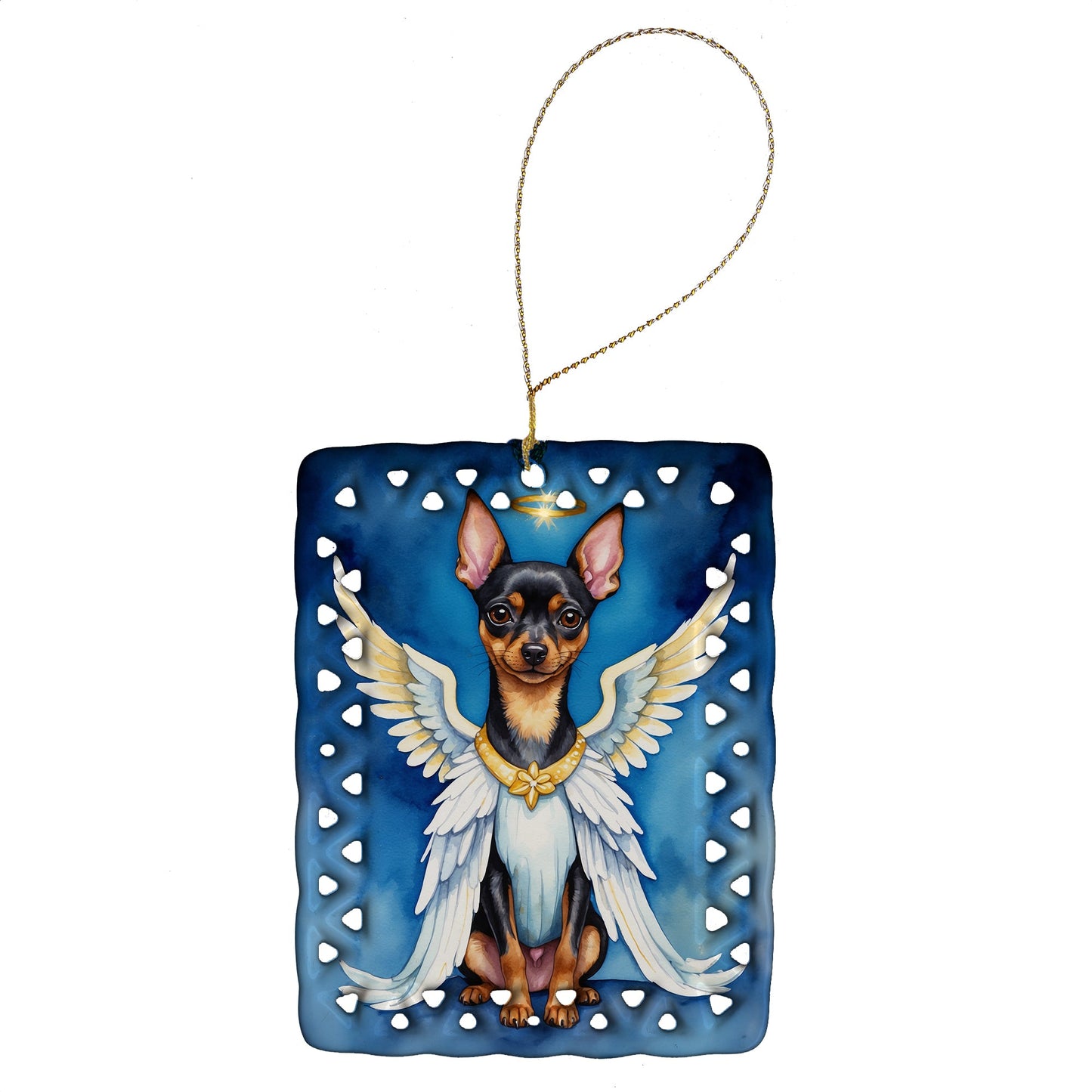 Miniature Pinscher My Angel Porcelain Ornament