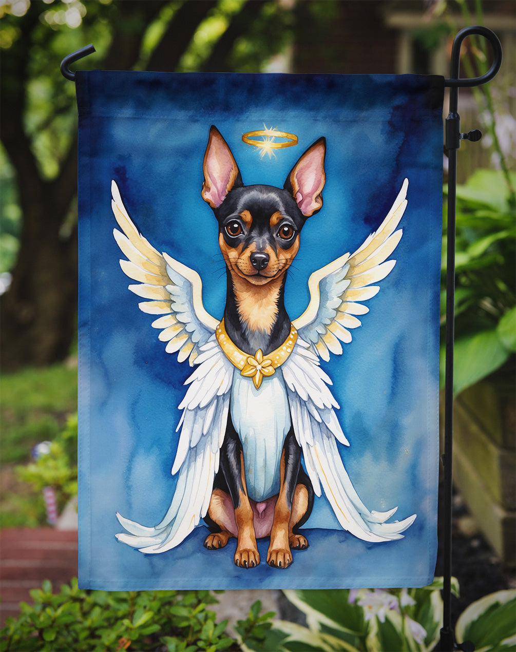 Miniature Pinscher My Angel Garden Flag – Memorial or Christmas Dog Angel Decor
