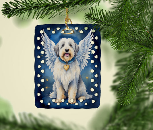 Old English Sheepdog My Angel Porcelain Ornament