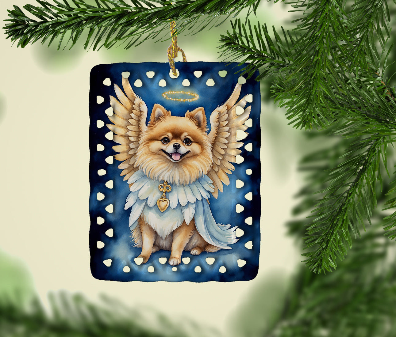 Pomeranian My Angel Porcelain Ornament