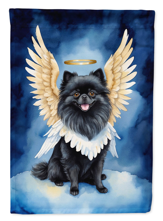 Black Pomeranian My Angel Garden Flag – Memorial or Christmas Dog Angel Decor