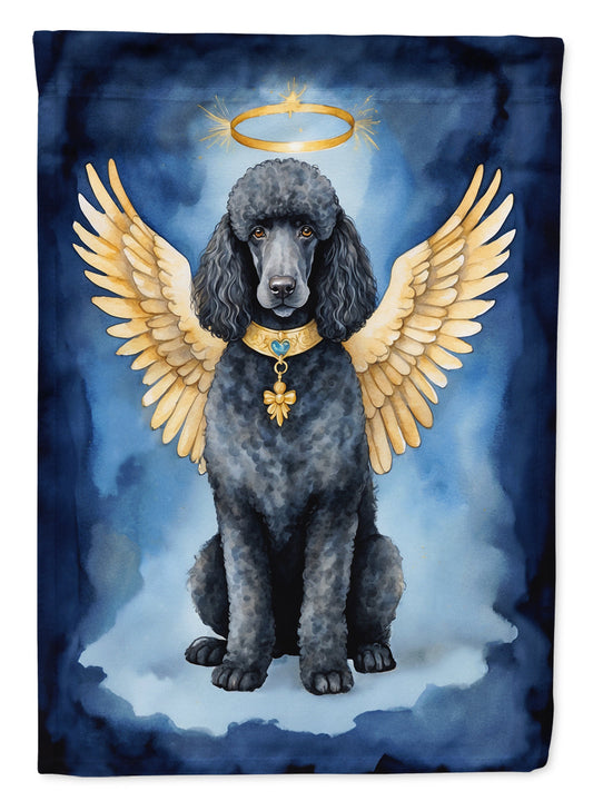 Black Poodle My Angel Garden Flag – Memorial or Christmas Dog Angel Decor