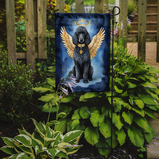 Black Poodle My Angel Garden Flag – Memorial or Christmas Dog Angel Decor