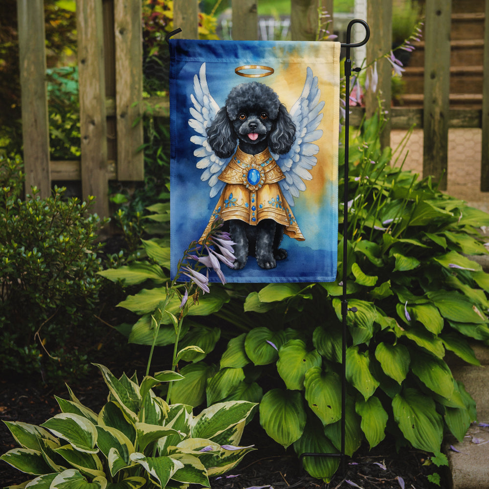 Black Poodle My Angel Garden Flag – Memorial or Christmas Dog Angel Decor