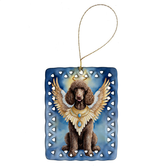 Chocolate Poodle My Angel Porcelain Ornament