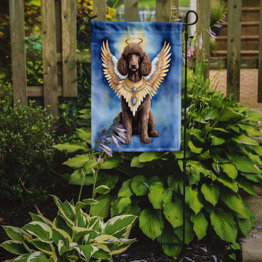 Chocolate Poodle My Angel Garden Flag – Memorial or Christmas Dog Angel Decor