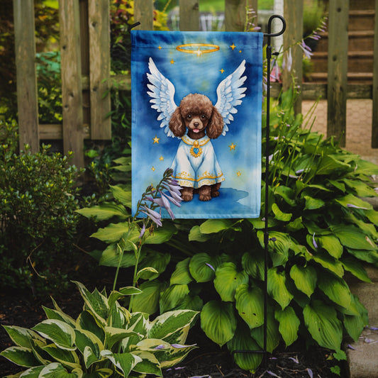 Chocolate Poodle My Angel Garden Flag – Memorial or Christmas Dog Angel Decor
