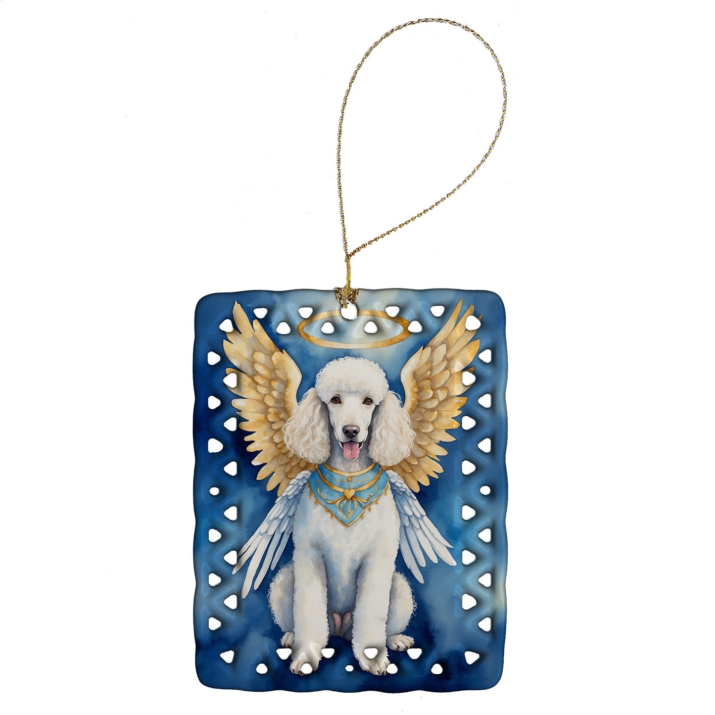White Poodle My Angel Porcelain Ornament
