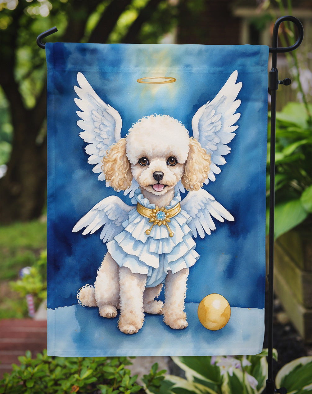Poodle My Angel Garden Flag – Memorial or Christmas Dog Angel Decor