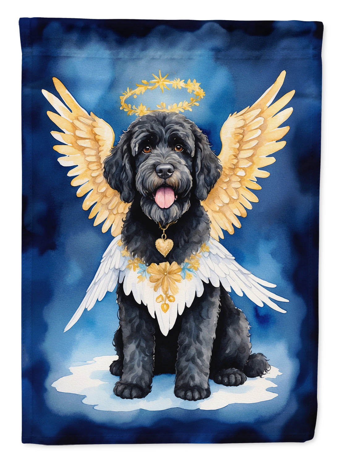 Portuguese Water Dog My Angel Garden Flag – Memorial or Christmas Dog Angel Decor