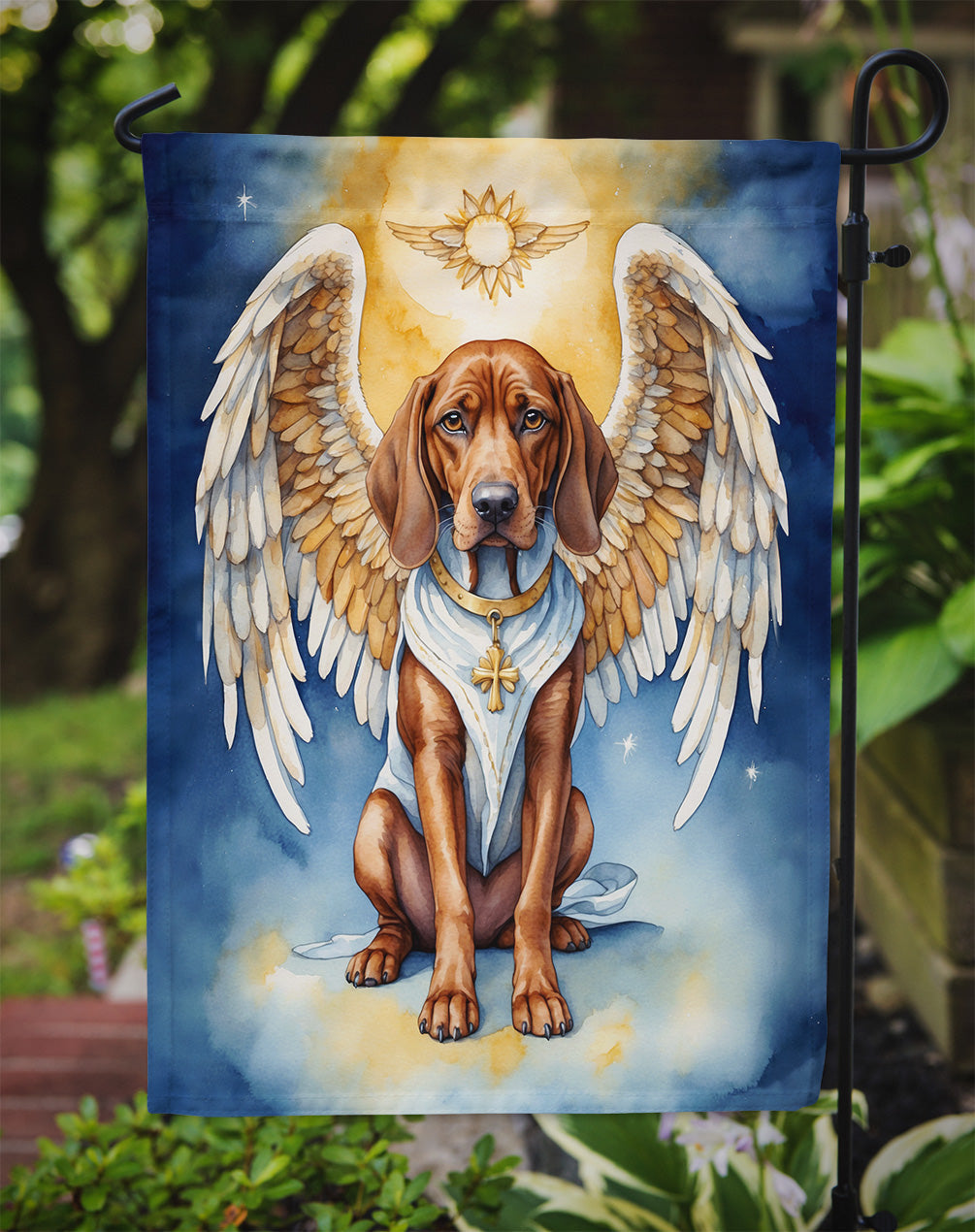 Redbone Coonhound My Angel Garden Flag – Memorial or Christmas Dog Angel Decor