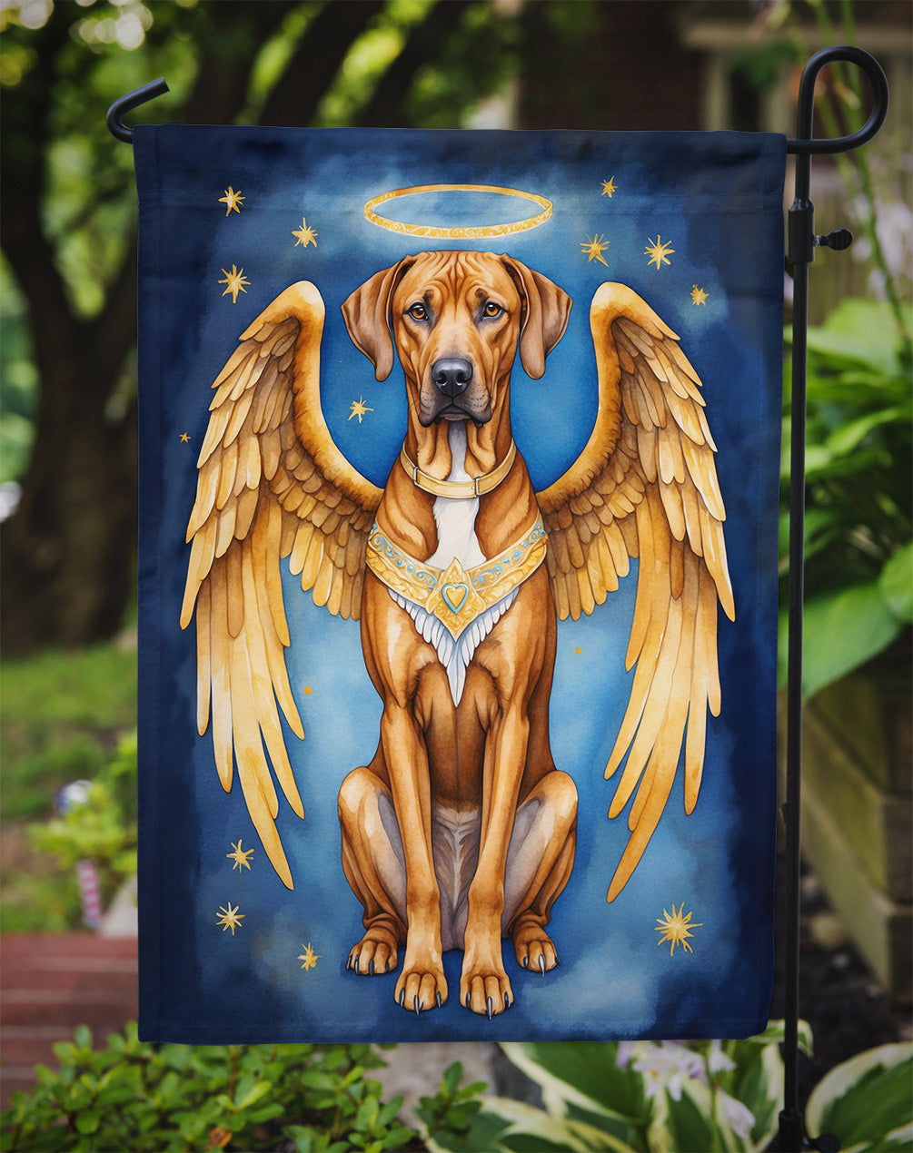 Rhodesian Ridgeback My Angel Garden Flag – Memorial or Christmas Dog Angel Decor