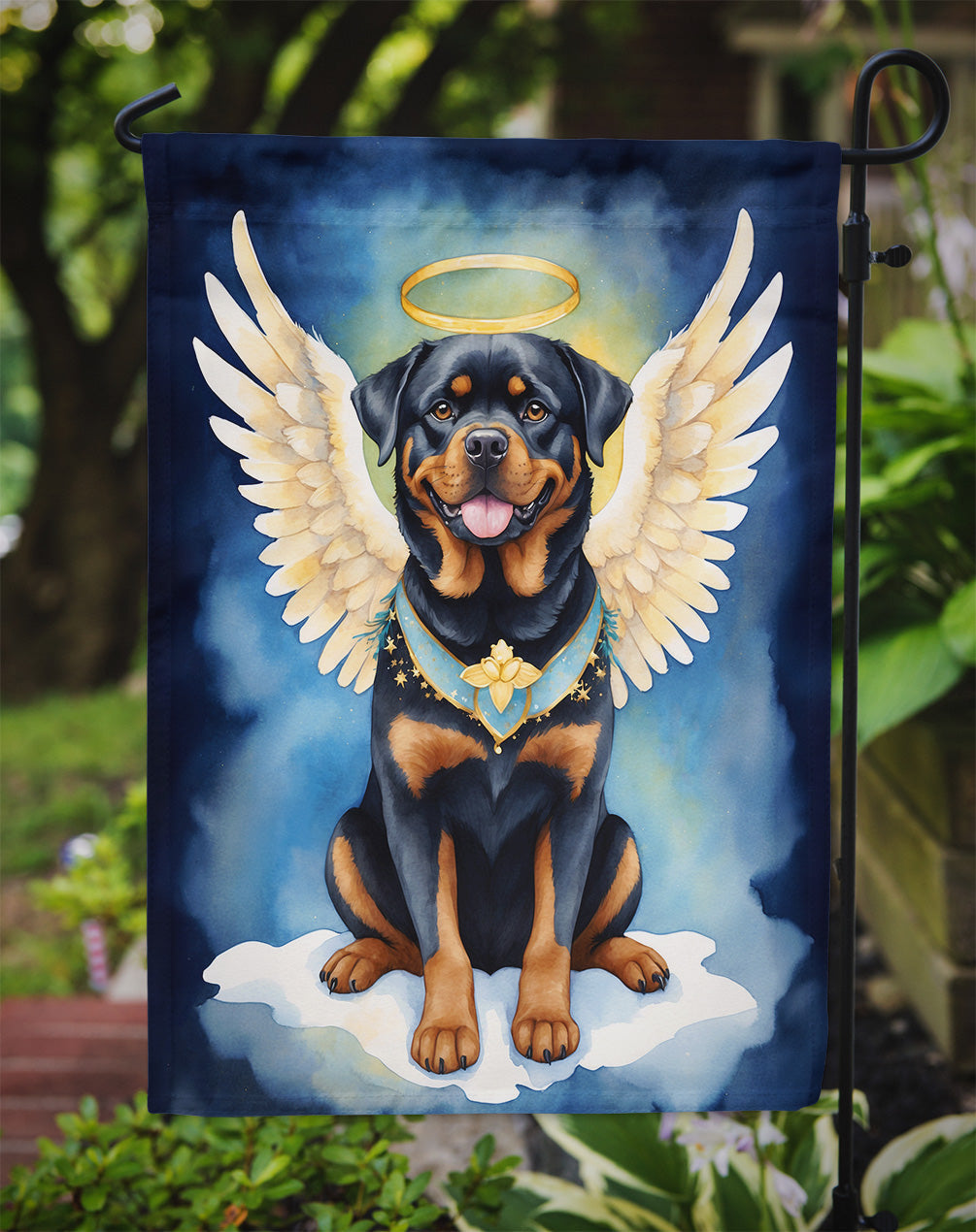 Rottweiler My Angel Garden Flag – Memorial or Christmas Dog Angel Decor