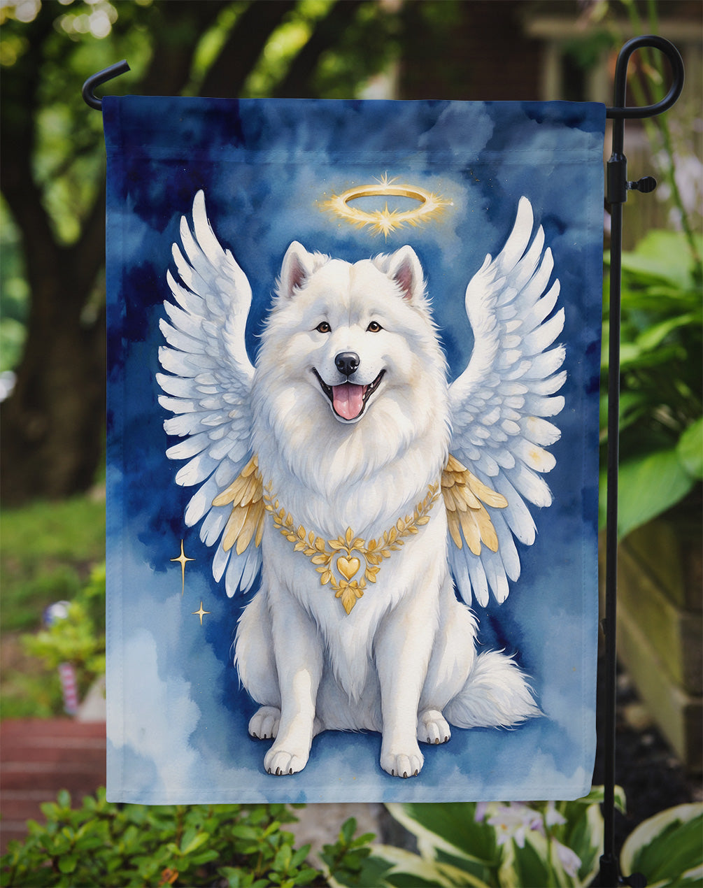Samoyed My Angel Garden Flag – Memorial or Christmas Dog Angel Decor