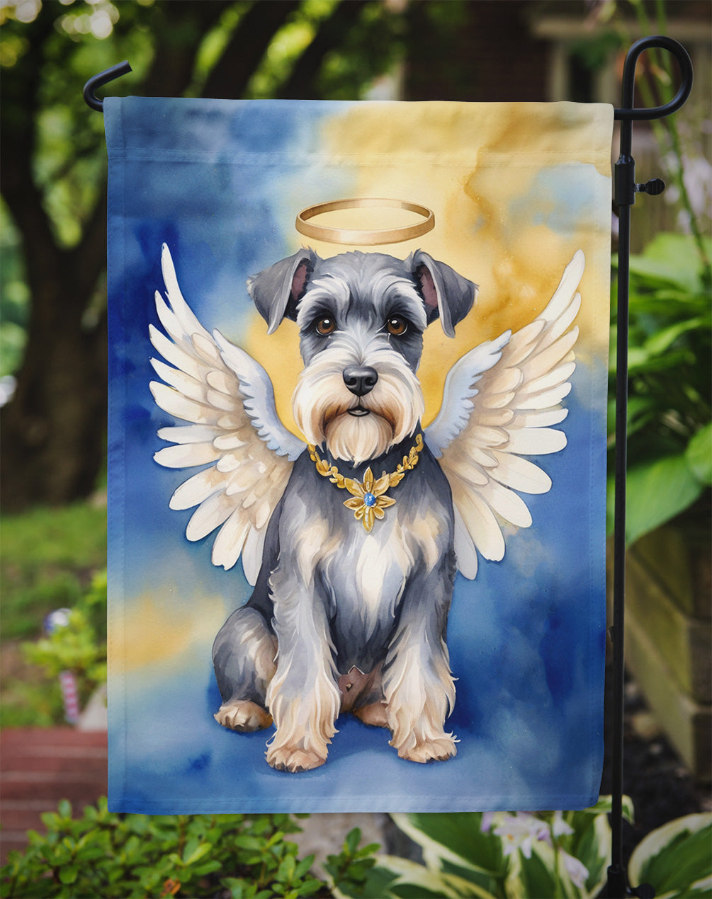 Schnauzer My Angel Garden Flag – Memorial or Christmas Dog Angel Decor
