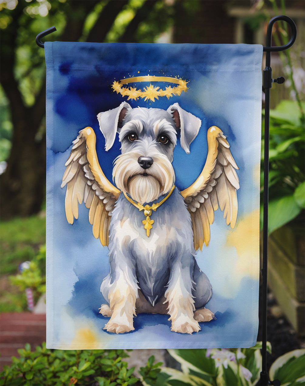 Schnauzer My Angel Garden Flag – Memorial or Christmas Dog Angel Decor