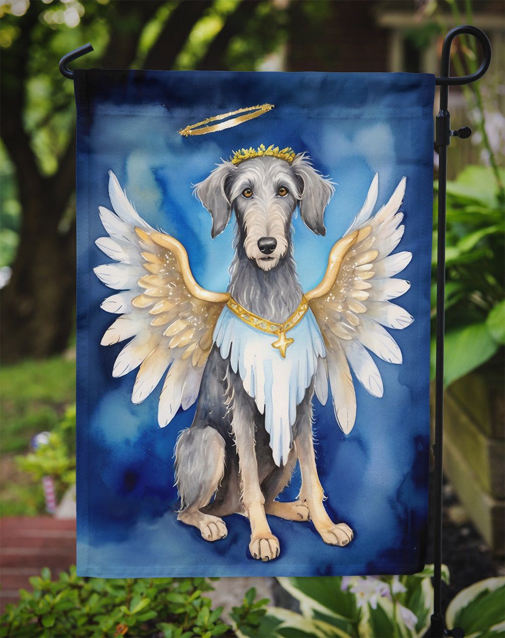 Scottish Deerhound My Angel Garden Flag – Memorial or Christmas Dog Angel Decor