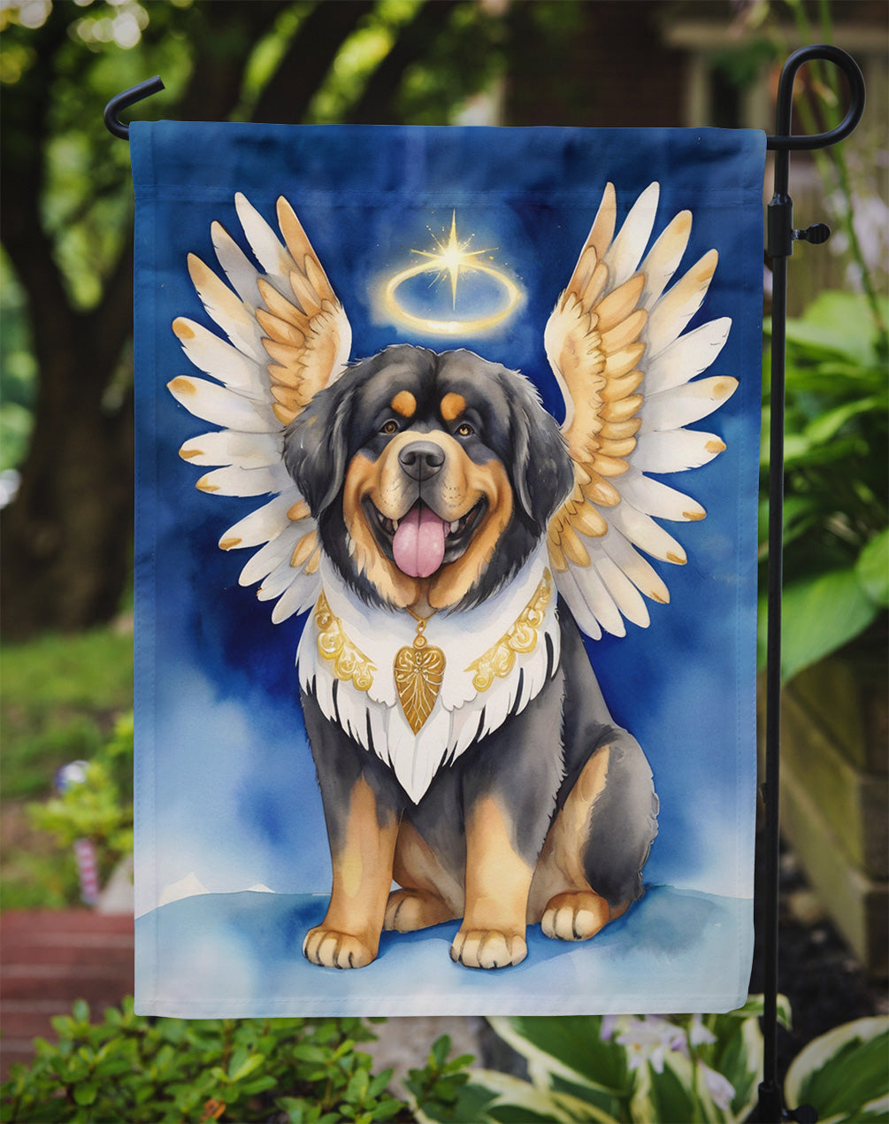 Tibetan Mastiff My Angel Garden Flag – Memorial or Christmas Dog Angel Decor