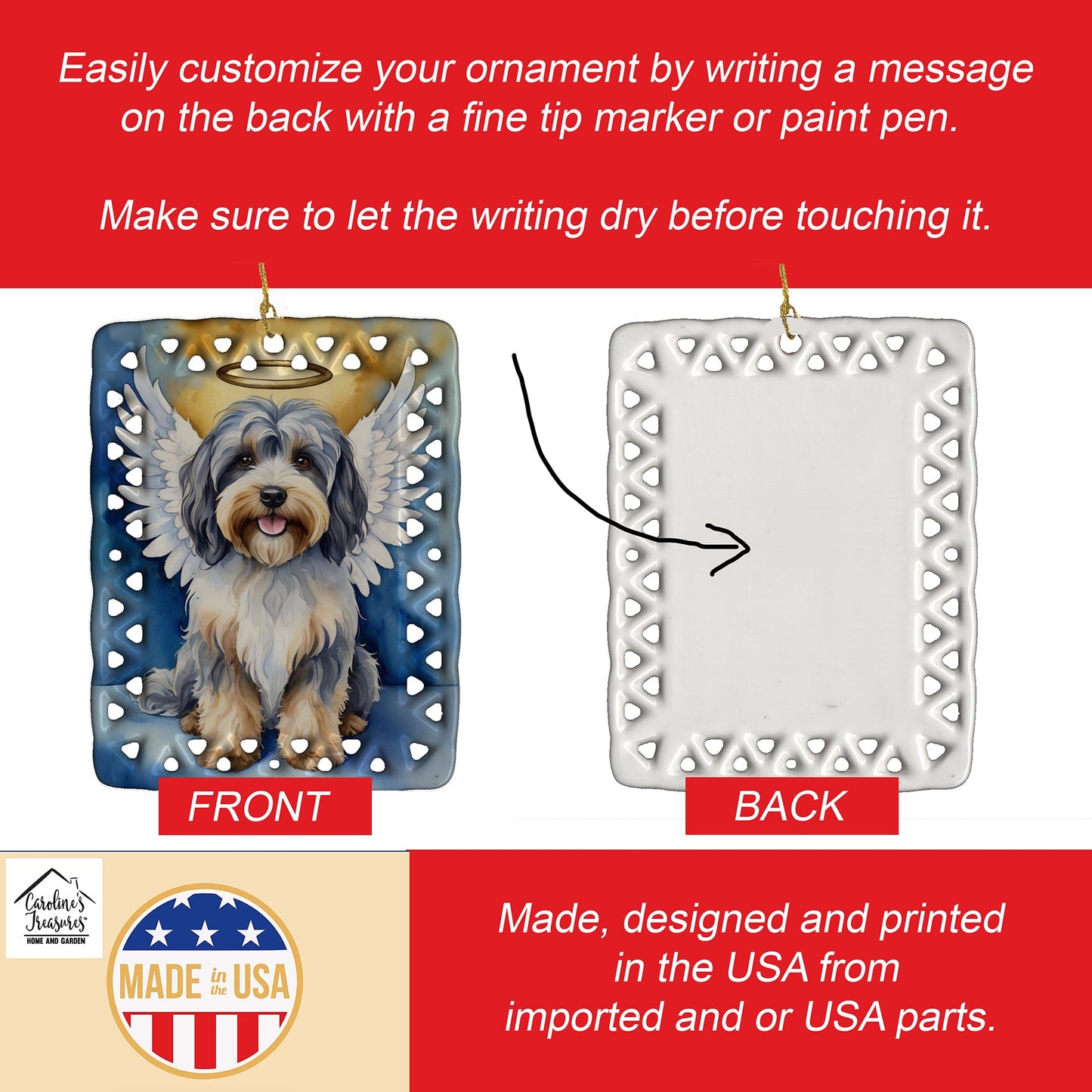 Tibetan Terrier My Angel Porcelain Ornament