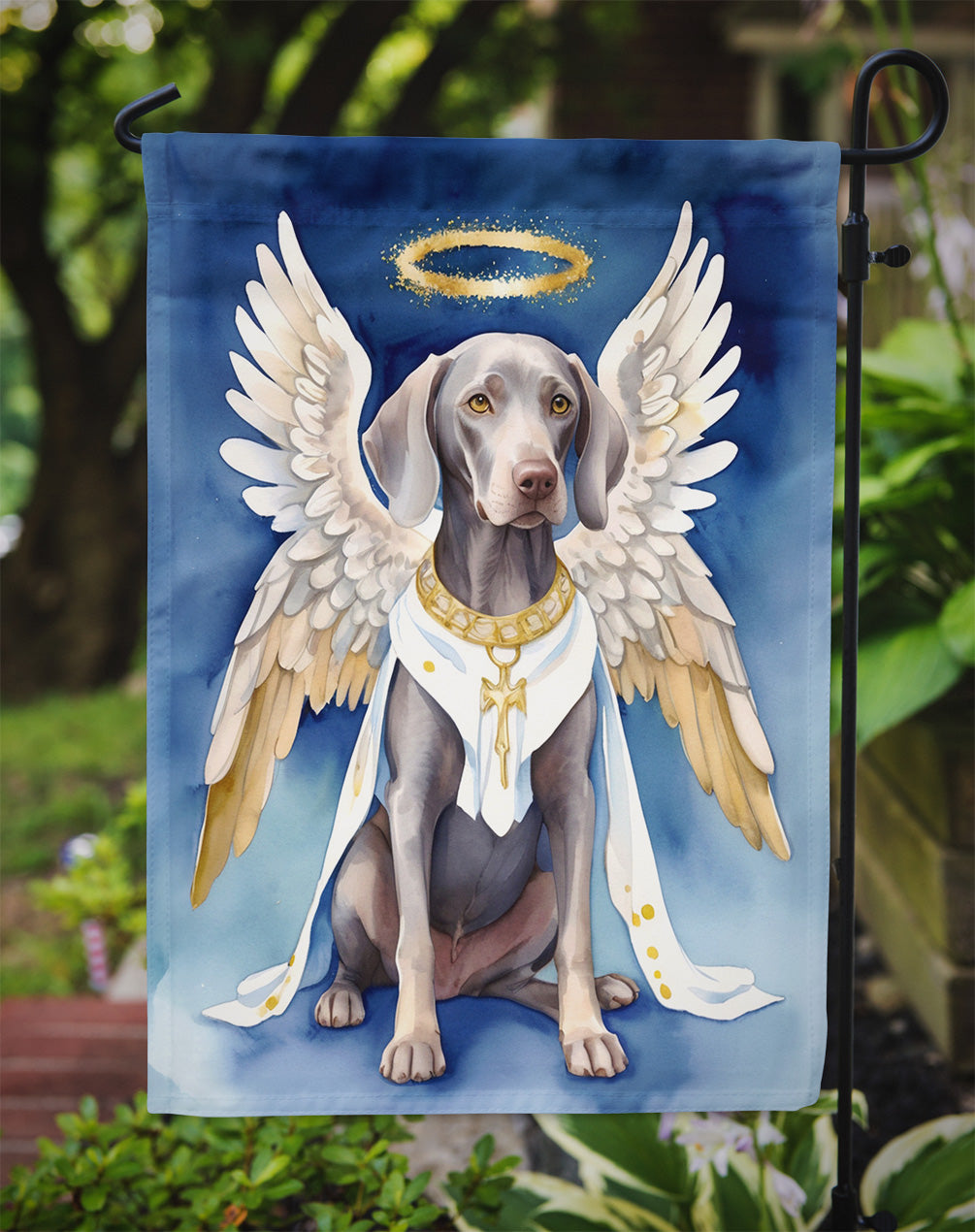 Weimaraner My Angel Garden Flag – Memorial or Christmas Dog Angel Decor