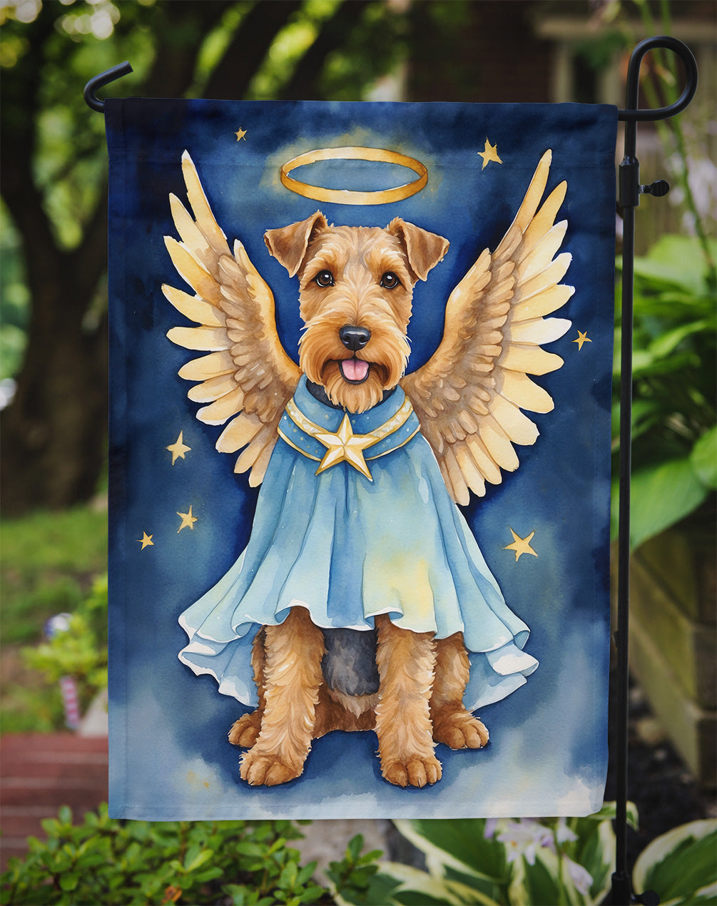 Welsh Terrier My Angel Garden Flag – Memorial or Christmas Dog Angel Decor
