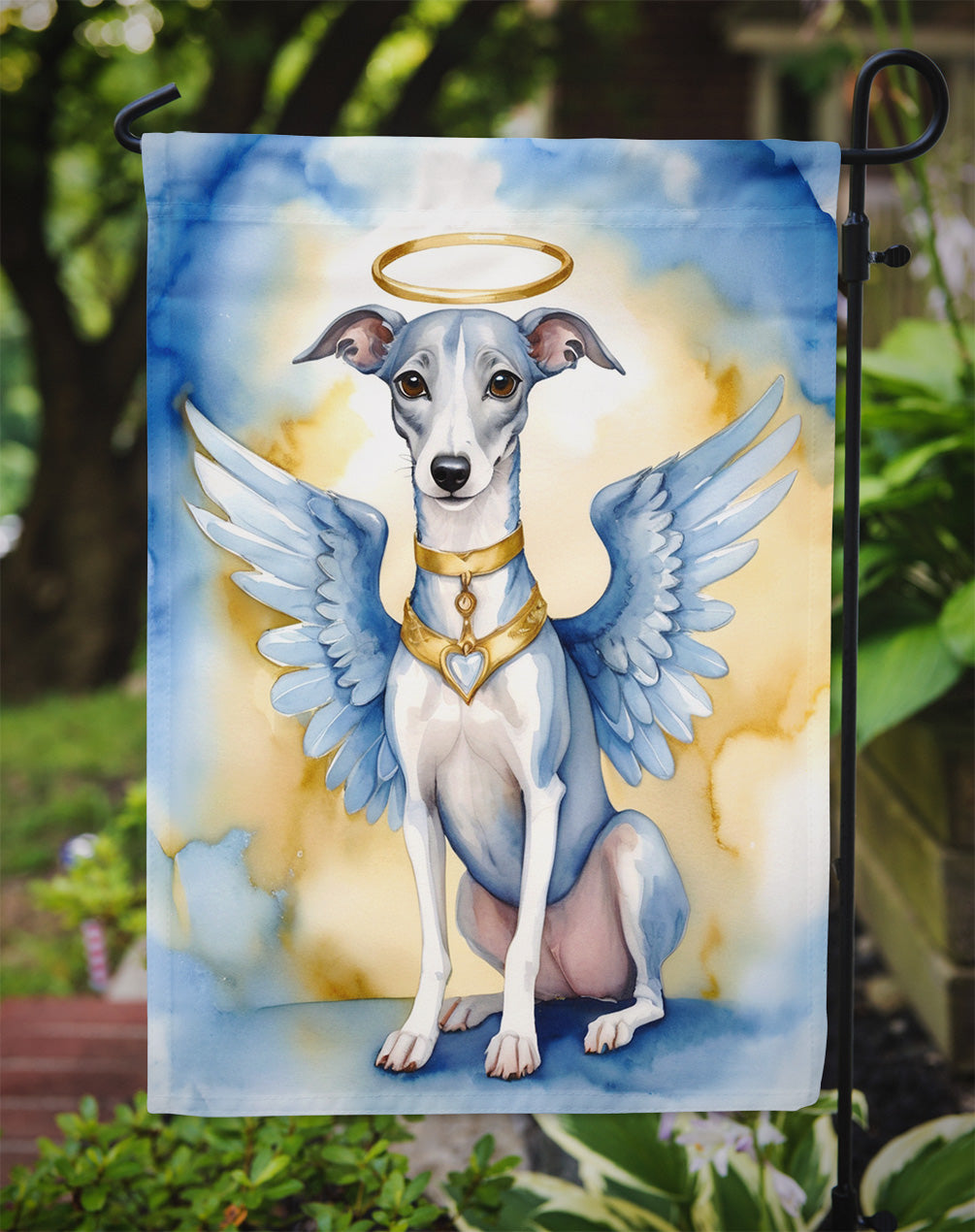 Whippet My Angel Garden Flag – Memorial or Christmas Dog Angel Decor