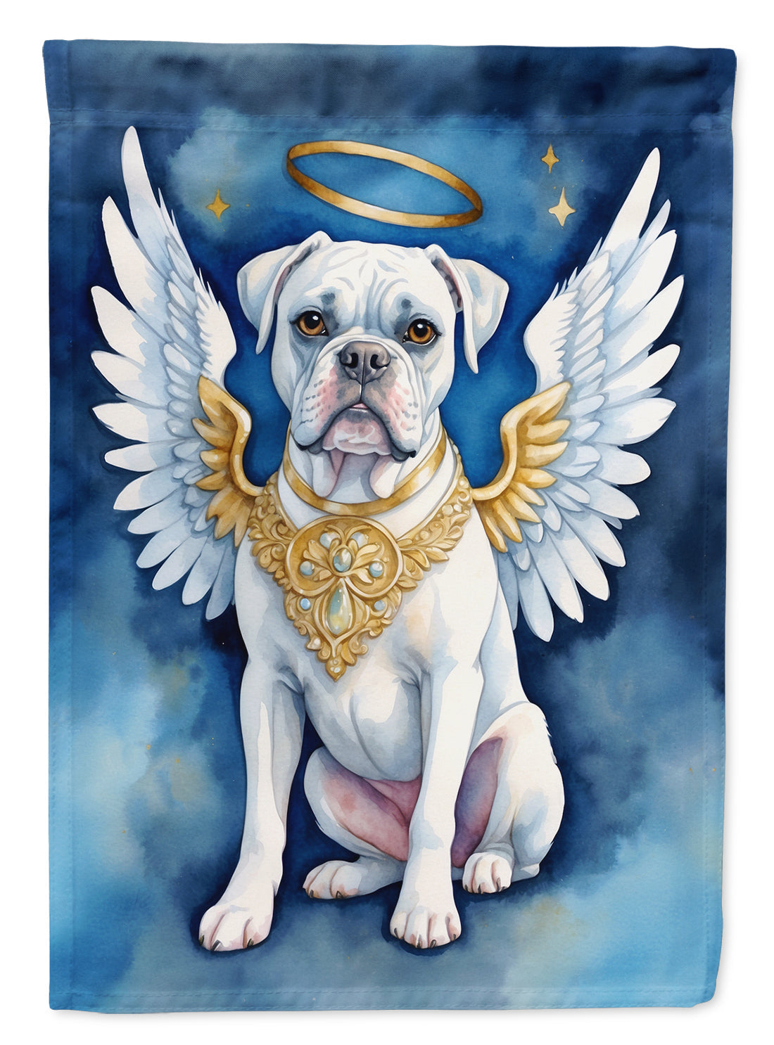White Boxer My Angel Garden Flag – Memorial or Christmas Dog Angel Decor