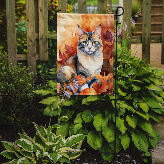 Aphrodite Giant Fall Garden Flag - Cat in Fall Leaves - Cat-Themed Seasonal Yard Decor