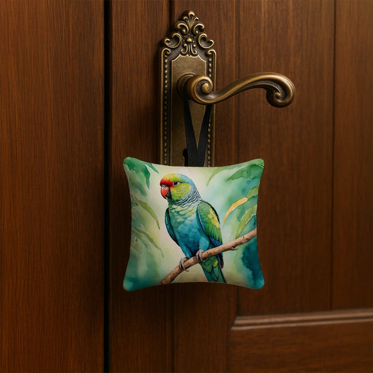 African Ringneck Parrot Hanging Square Fabric Ornament 3.5 × 3.5