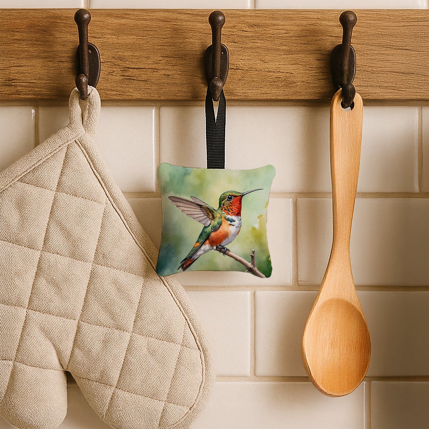 Allens Hummingbird Hanging Square Fabric Ornament 3.5 × 3.5