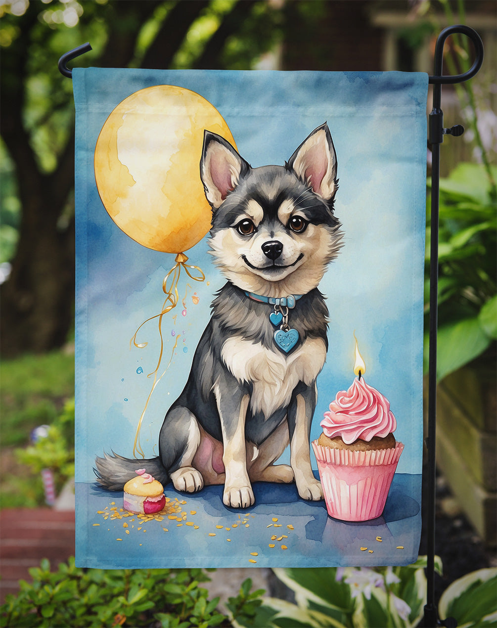 Alaskan Klee Kai Happy Birthday Garden Flag – Garden Flag by Caroline's Treasures