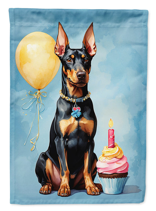 Doberman Pinscher Happy Birthday House Flag