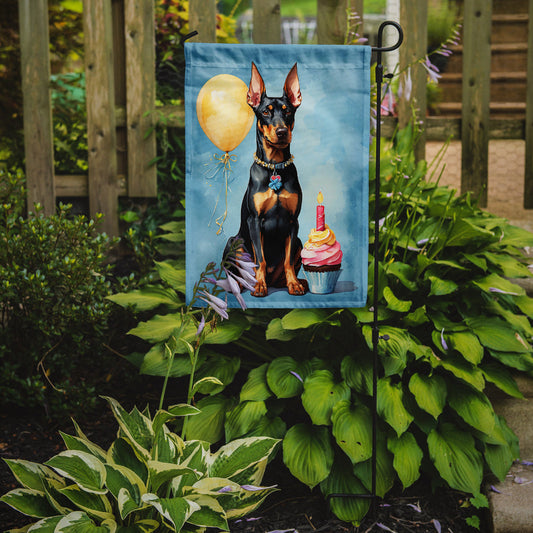 Doberman Pinscher Happy Birthday Garden Flag –  Garden Flag by Caroline's Treasures