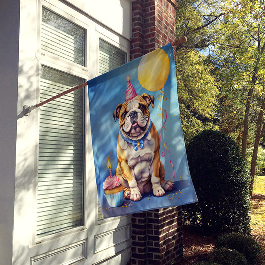 English Bulldog Happy Birthday House Flag