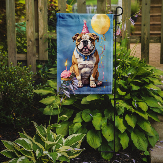 English Bulldog Happy Birthday Garden Flag –  Garden Flag by Caroline's Treasures