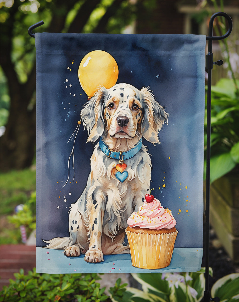 English Setter Happy Birthday Garden Flag –  Garden Flag by Caroline's Treasures