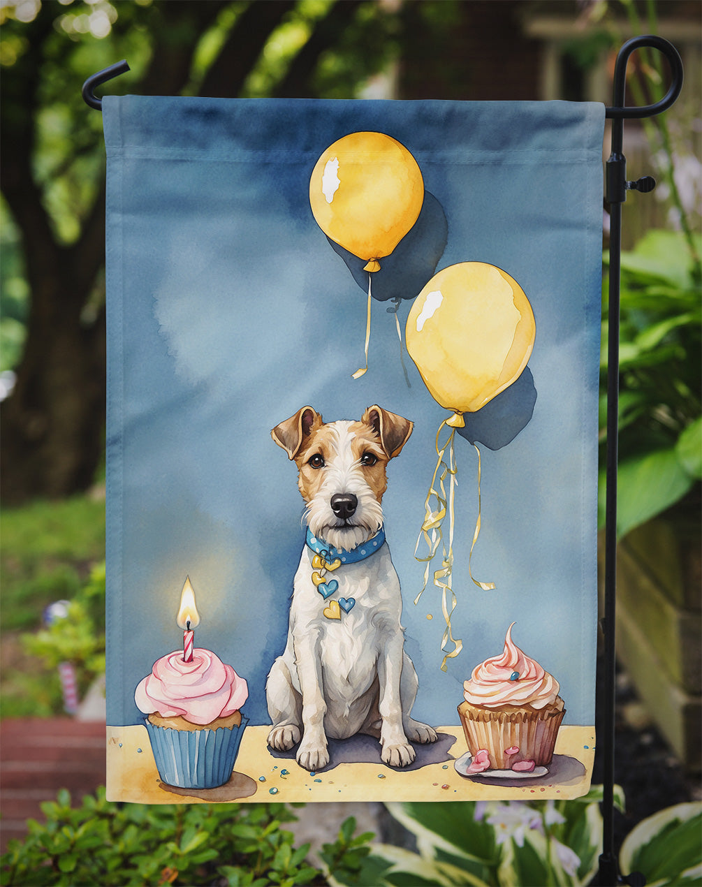 Fox Terrier Happy Birthday Garden Flag –  Garden Flag by Caroline's Treasures