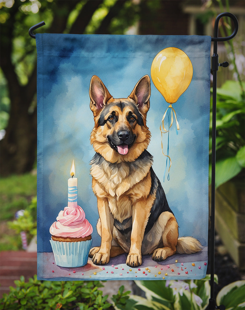 German Shepherd Happy Birthday Garden Flag –  Garden Flag by Caroline's Treasures