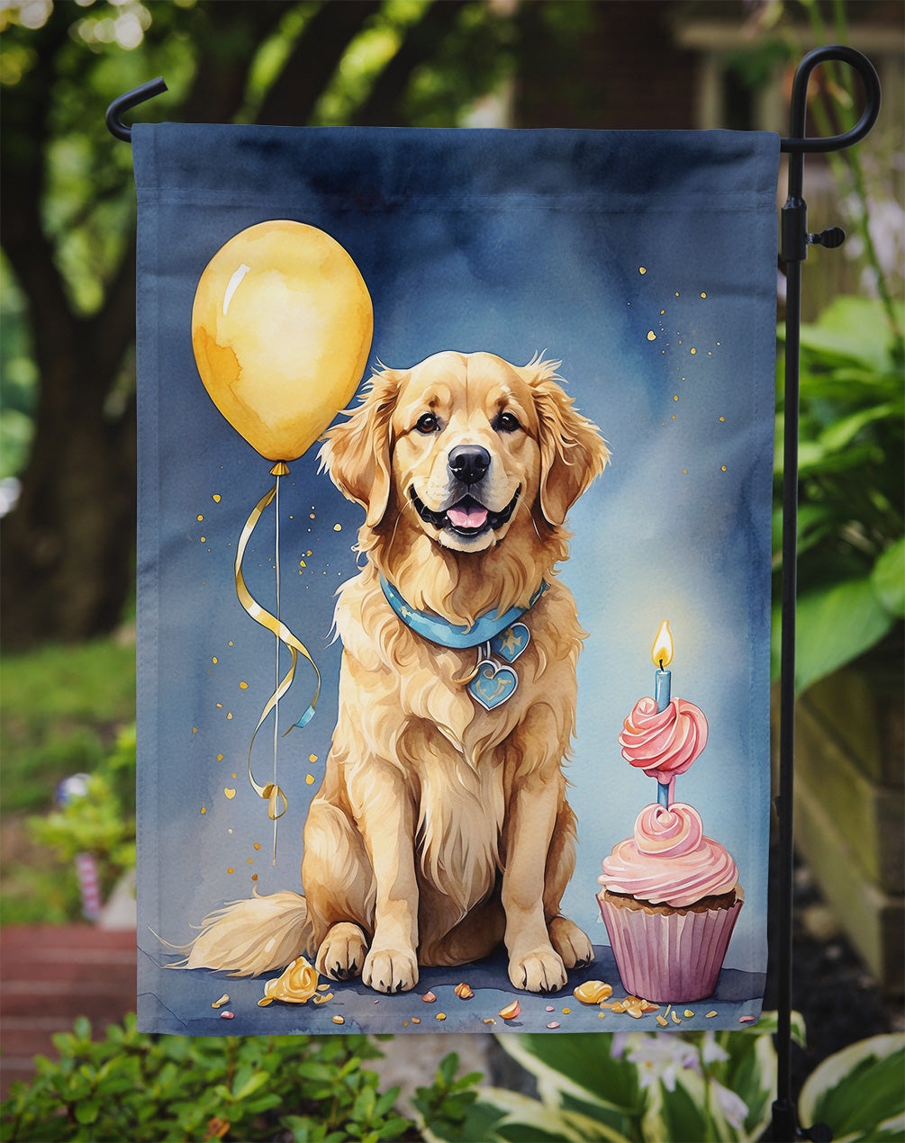Golden Retriever Happy Birthday Garden Flag –  Garden Flag by Caroline's Treasures