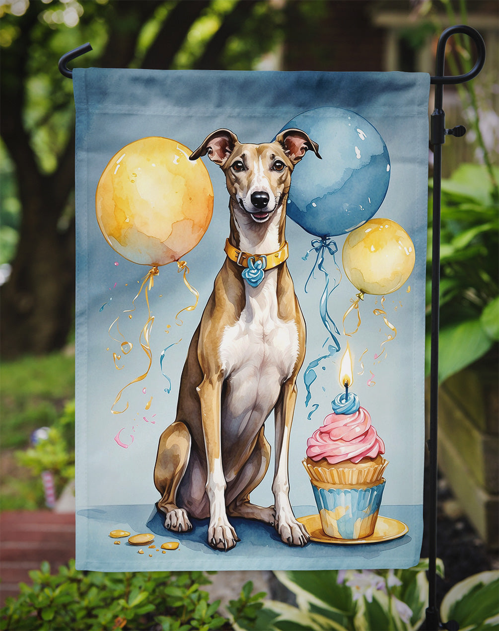 Greyhound Happy Birthday Garden Flag –  Garden Flag by Caroline's Treasures