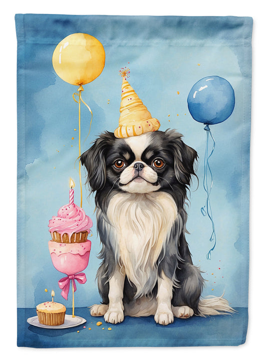Japanese Chin Happy Birthday Garden Flag –  Garden Flag by Caroline's Treasures