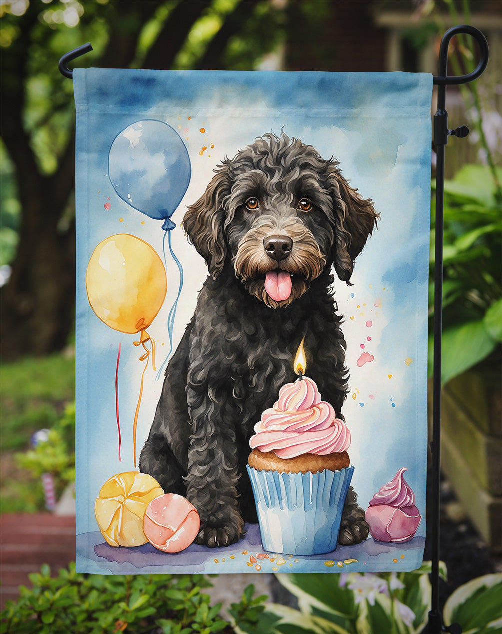 Labradoodle Black Happy Birthday Garden Flag –  Garden Flag by Caroline's Treasures