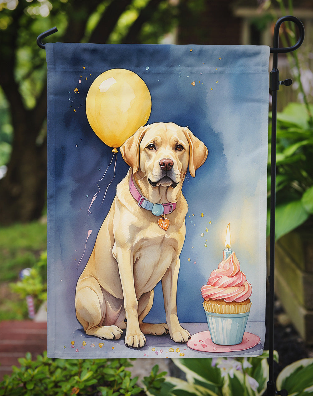 Yellow Labrador Retriever Happy Birthday Garden Flag –  Garden Flag by Caroline's Treasures